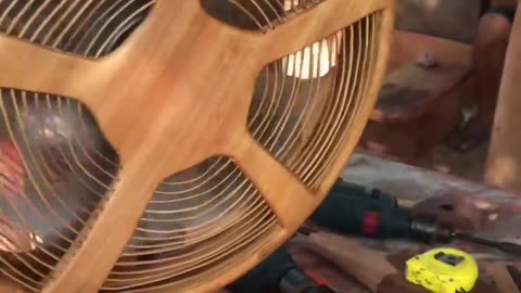 Electric Fan Made Out of Wood