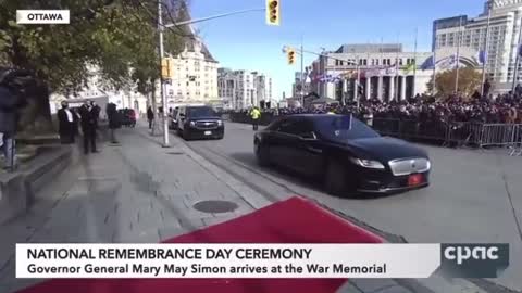 Moment of silence interrupted by announcement of Governor General's arrival
