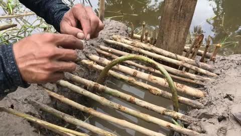 Smart kid makes a simple fish trap to catch big fish