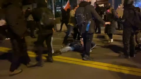 Vancouver Washington. Antifa and BLM walk the streets attacking residents.