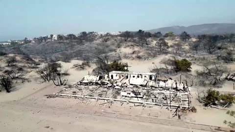 Drone view of devastation on Greek Rhodes Island