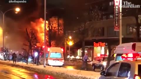 Japan_ flames and smoke after explosion at restaurant