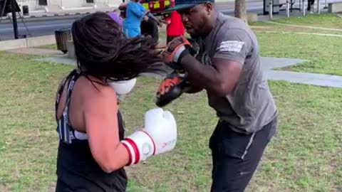 Boxing training woman