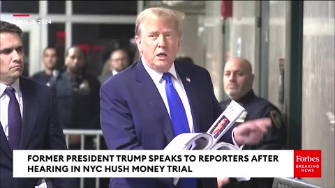 BREAKING: Trump Showcases Huge Stack Of Stories He Says Condemn Hush Money Trial