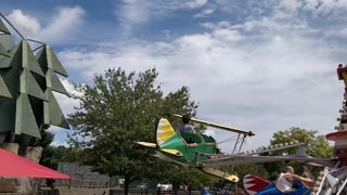 Spencer flying a plane at Boomers VID 20190901 122340