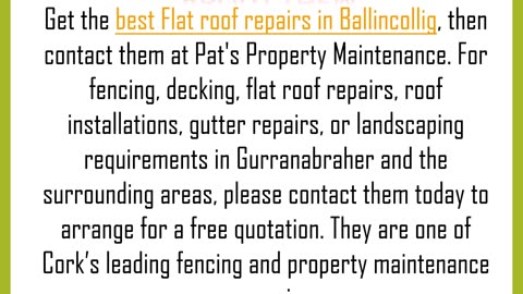 Get the best Flat roof repairs in Ballincollig