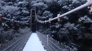 Cross the suspension bridge