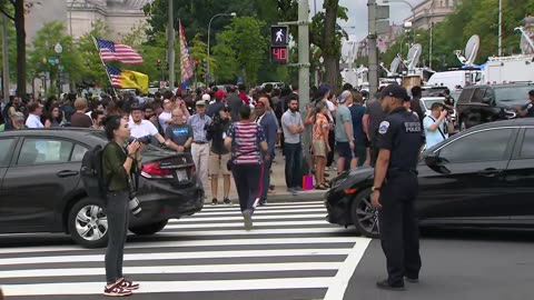 Trump protestors, police gather outside DC courthouse for indictment arraignment