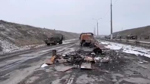 Destroyed column of the Ukrainian army in the vicinity of the Antonovsky bridge in Kherson.