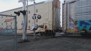 BNSF autorack freight train in Kent, WA on 2/19/2021