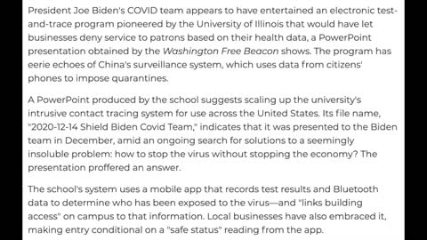 Covid Tracking App Being Considered By Biden Team