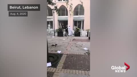 Beirut explosion: Bride's photoshoot interrupted by massive blast