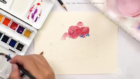 How to paint a piece of cake in watercolor