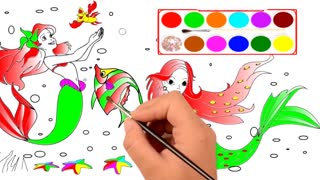 Drawing and Coloring for Kids - How to Draw Mermaid