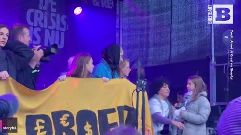 Man Snatches Mic from Greta Thunberg After Pro-Palestinian Chants Break Out at Climate Rally