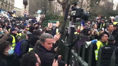 Paris France - Macron sends the Police to stop the protest for Freedom today
