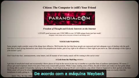 Em 1995: Um homem chamado KevinTX cria um site chamado http://Paranoia.com