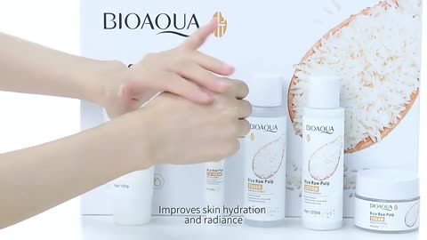 BIOAOUA Rice Raw Pulp Moisturizing Hydrating Skin Care set link in description and in comments