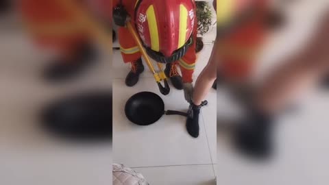 Wife Ties Pan To Hubbys Ankle To Make Him Stay Home