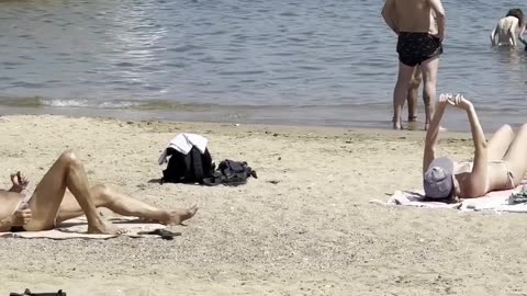 Hot day at Barcelona beach Spain