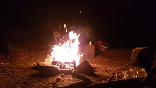 Cabin style campfire. Riverside wildcamping