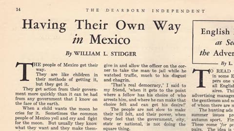 Having Their Own Way in Mexico by William L. Stidger 07/09/1927