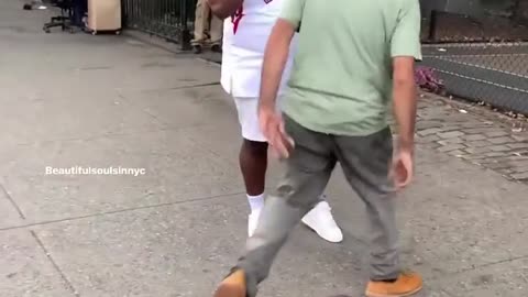 Man makes crazy basketball shot in NYC!