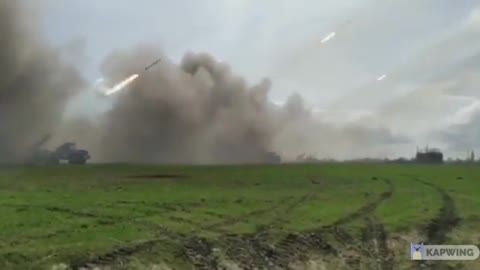 Russian BM-21 rocket launchers fired on Ukranian positions at Azov steel plant