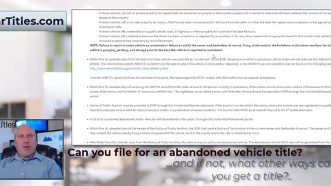 Can you file for an abandoned vehicle title?