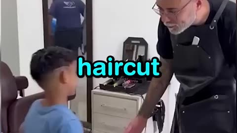 barber surprises kid with new hair