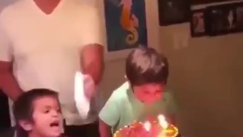 Lad furious as he was prevented to blow air on the birthday candles