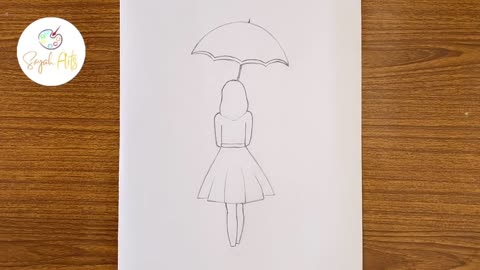 How to draw a girl with umbrella step by step / Easy drawing for girls step by step