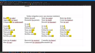 French 9 (complement part 2) irregular verbs