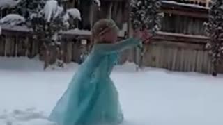 Little Girl Finally Gets Some Snow To Do Her 'Frozen' Scene