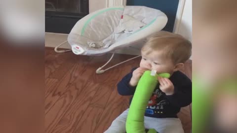 Baby Has Priceless Reaction After Finding Out He Has A Dog Toy In His Mouth