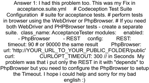 Codeception REST timeout issue