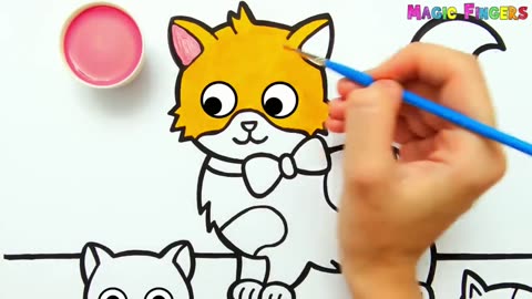 Cat Family Drawing, Painting and Coloring for Kids & Toddlers | How to Draw