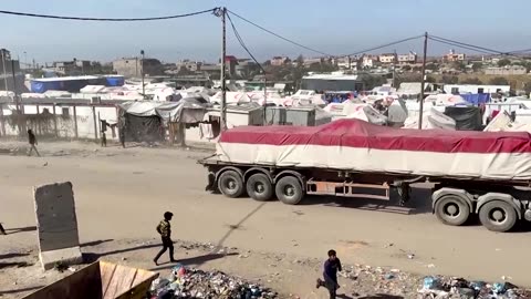 Trucks loaded with aid arrive in Gaza's Rafah