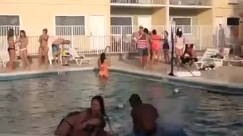 Vibes slide and crash into pool