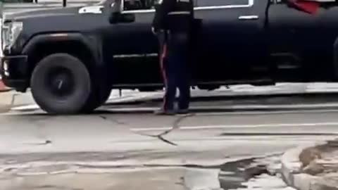 Gestapo Edmonton, Canada, police arrest anyone who honks or displays the flag