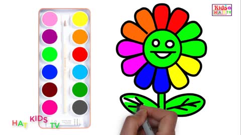 Flower Coloring Page Learn Colors How to Draw Flower HAT Kids TV