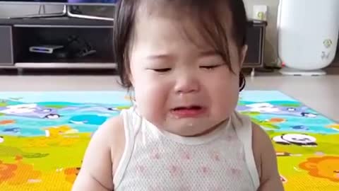 Korean baby eating crying cute