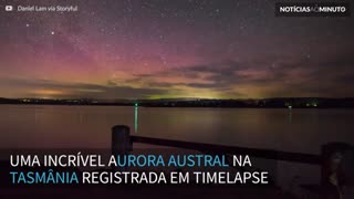 Incrível aurora austral registrada em timelapse na Tasmânia
