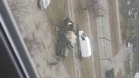 Ukraine Russia war gun fight on street of Ukraine