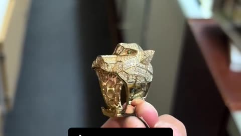 Natural Diamond & Solid Gold 3D Panther Head Ring