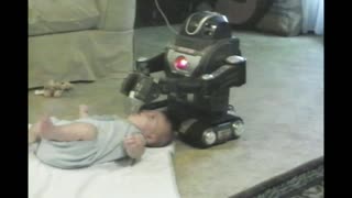 Older Brother Uses Robot Toy To Bottle Feed Baby Brother