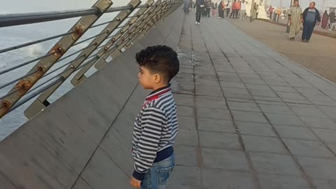 A walk with my son in Casablanca in front of the Hassan II Mosque