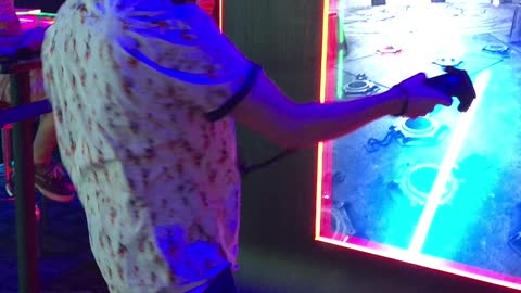 Joey breaks Dave and busters game