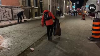 Participants of the Freedom Convoy picked up trash