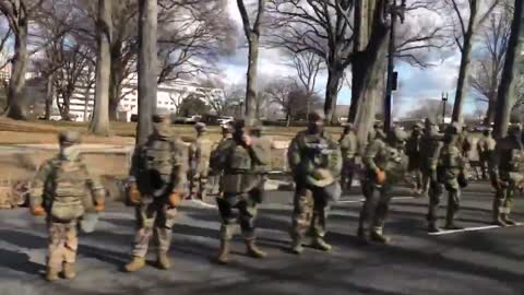 National Guard Turning Backs To Biden Motorocade